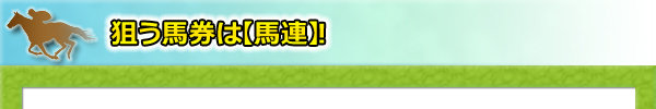 狙う馬券は【馬連】!